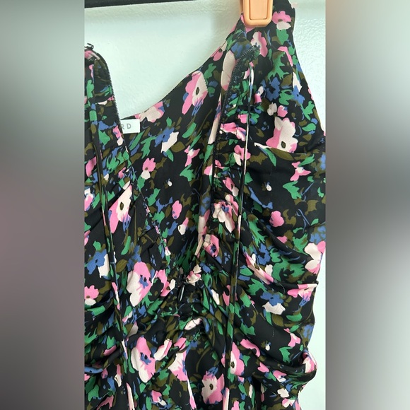 veronica beard 100% silk violet mini skirt in painted floral | size 4 - Picture 4 of 6